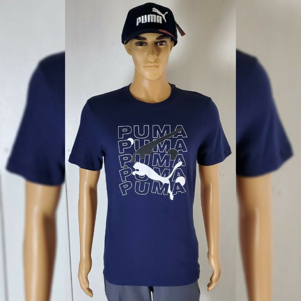 PUMA FORMSTRIPE BALANCE TEE MENS SHORT SLEEVE CREW NECK  BLUE